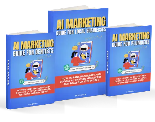 Collection of free AI Marketing Guides for local businesses in various industries including HVAC, Plumbing, Roofing, Solar, Home Remodeling, Dentists, Law Firms, B2B, and more